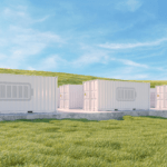 battery storage units in a field of grass
