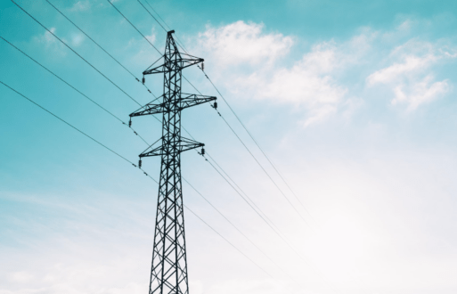 power lines and blue sky