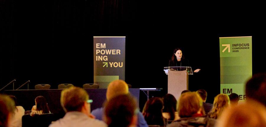 Mary Anne Brelinsky, president of Alpha Generation, speaks at PCI Energy Solutions INFOCUS Conference in 2025