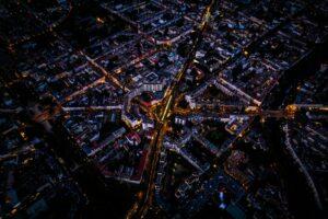 aerial lights at night