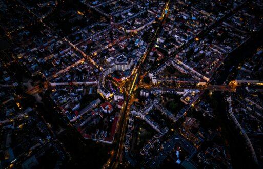 aerial lights at night