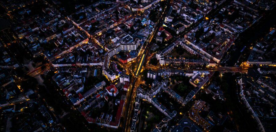 aerial lights at night