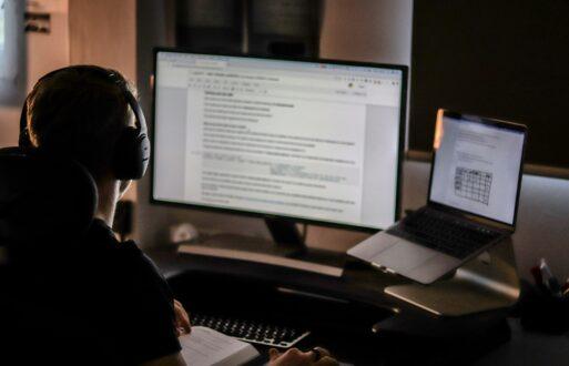 person studying on computer