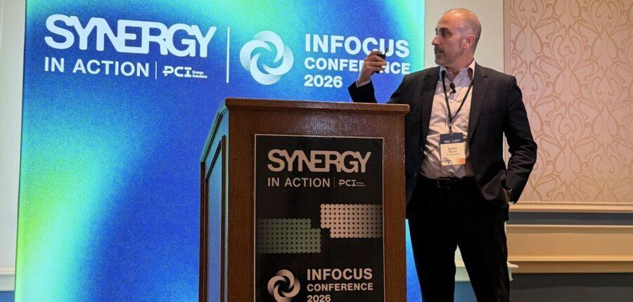 Javier Martin, President & COO of PCI Energy Solutions, addresses the audience at INFOCUS Conference 2026 in Charleston, South Carolina