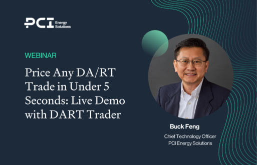 promotional graphic for the webinar "Price Any DA/RT Trade in Under 5 Seconds: Live Demo with DART Trader" featuring the headshot of buck feng, pci cto