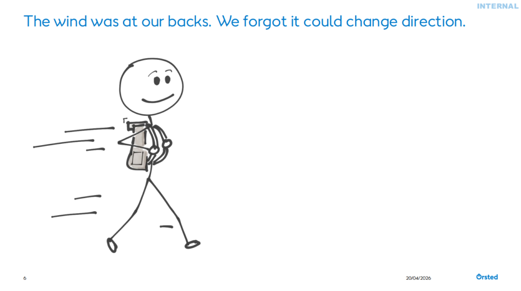 stick figure with text: "the wind was at our backs. we forgot it could change direction."
