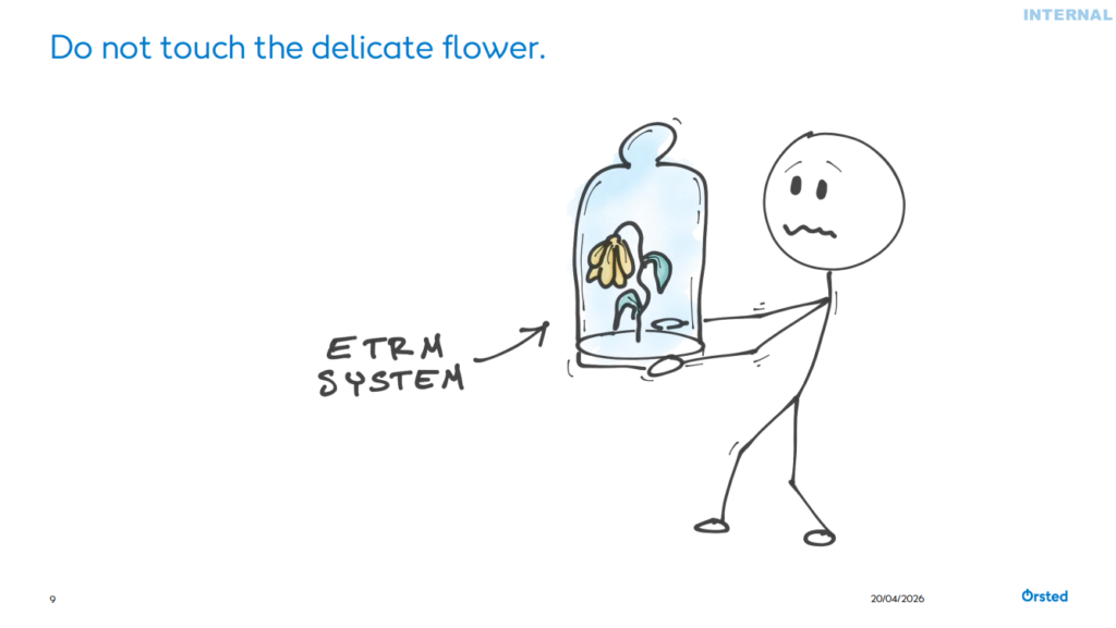 stick figure with text "don't touch the delicate flower"